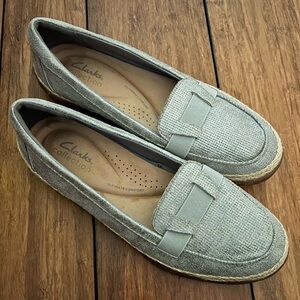 Clarks Collection Elaine Echo Pewter Metallic Slip-On Shoes Size 8
